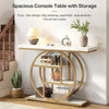 105cm Industrial Console Table, 4-Tier Narrow Entryway Sofa Table w/ Circle