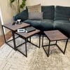 Nesting Coffee Tables Set of 3 Square Stacking Sofa Side Tables for Living Room
