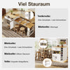 Extendable Dining Bar Table Wooden Kitchen Island with Storage Cabinets, White