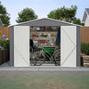 Garden Shed 10X12FT Metal Apex Roof Free Foundation Storage House Grey