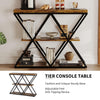 3-Tier Console Table with X-Shaped Metal Frame,Narrow Sofa Table with Shelves