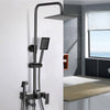 Exposed Shower Taps Mixer Valve Black Bathroom Square Twin Head Bar Shower Set