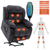 Electric Recliner Chair Fabric Upholstered Armchair Massage Heating Sofa Grey