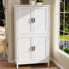 Kitchen Pantry Cupboard Freestanding Tall Storage Cabinet With 4 Door &4 Shelves