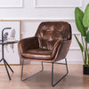 Faux Distressed Brown Leather Armchair Occasional Lounge Accent Chair Vintage UK