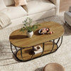 2-Tier Oval Coffee Table Industrial Wooden Center Cocktail Table for Living Room