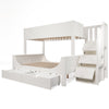 Triple Bunk Bed 4ft6 Double & 3ft Single Pine Wooden Bed Frame for Kids, Adults