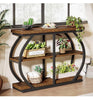 104cm Console Table, 3-Tier Industrial Entryway Table with Arched Metal Frame