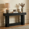 63 Inch Black Long Console Table, 2-Tier Farmhouse Wooden Narrow Entryway Table