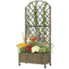Outsunny Garden Bed w/Metal Trellis, Wooden Elevated Planter Box Carbonised