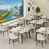 Glass Effect Marble Dining Table Square Top Coffee Table for Kitchen Living Room