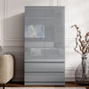 High Gloss 3 Door 2 Drawers Wardrobe With Shelves Storage Bedroom Furniture