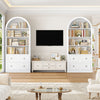 Arched Bookcase with Drawers Arch Display Cabinet Tall Bookshelf 79.5x36x177cm