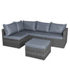 6 Seater Rattan Garden Corner Sofa Set Outdoor Furniture Grey Thick Cushions