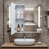 Double Door LED Bathroom Mirror Cabinet Cupboard With Side Shelves Wall Mounted