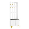 Hallway Furniture Set Wardrobe with Coat Rack Shoe Cabinet Bench & Cushion White