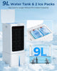 9L Portable Air Conditioner, Air Cooler Fan with 3 Speeds, 35dB Quiet Cooling...