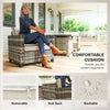5 PCs Rattan Garden Furniture Set with Fire Pit Table Loveseat Sofa Grey
