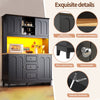 Pantry Cupboard 180 cm Tall Storage Cabinet with Drawers, Shelves & LED Lighting