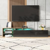 Modern TV Stand LED TV Unit Cabinet with Glass Shelves & 2 Drawers Storage Black