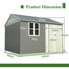 Garden Shed 10x10FT Steel Apex Tool Equipment Organize W/Window Door Grey