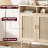 2Pcs Rattan Storage Cabinet Accent Kitchen Sideboard Buffet Cabinet with Doors