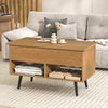 Lift Top Coffee Table Center Table with Open Storage Shelves-Natural