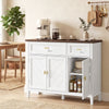 Sideboard with Thick Top, Cabinet, 2 Drawers and Adjustable Shelves, White