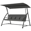 2-in-1 Swing Chair 3 Seater Hammock Cushion Bed Tilt Canopy Garden Dark Grey