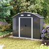 Heavy Duty Metal Garden Shed Outdoor Apex Roof Storage House w/ Free Foundation