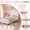 3ft Single Bed Slatted Frame with Velvet Fabric Headboard and LED Lights, White