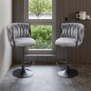2X Luxury Tufted GREY BAR STOOLS, GAS LIFT, BREAKFAST KITCHEN BAR W/ BACK