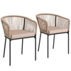 Garden Chairs Set of 2, Rattan Garden Dining Chairs with Cushions, Natural