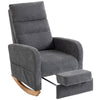 Upholstered Rocking Chair with Retractable Footrest Grey