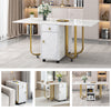 Folding Dining Table Rolling Drop Leaf Table with Drawers Cabinet Kitchen Table