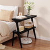 Black Narrow End Table, 2-Tier Modern Solid Wood Side Sofa Table for Living Room