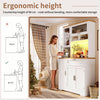 180cm Tall Kitchen Storage Display Cabinet w/ LED Lights, Drawers, Doors, White