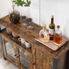 Stylish Sideboard with Adjustable Shelves, Rustic Brown and Ink Black Finish