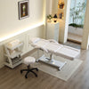 White Massage Table Bed Hydraulic Couch Beauty Salon Recliner Chair with Stool