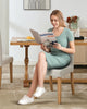 Set of 2 Modern Fabric Upholstered Dining Chairs, Curved Backrest+Solid Wood Leg
