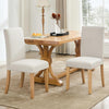 Set of 2 Modern Fabric Upholstered Dining Chairs, Curved Backrest+Solid Wood Leg