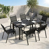 7 Pcs Outdoor Dining Set with Umbrella Hole, Garden Table and Chairs Set for 6