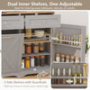 Tilt Out Trash Can Cabinet With Charging Station 2 Drawers Adjustable Grey