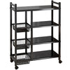 4 Tier Kitchen Basket Storage Trolley Rack Fruit Vegetable Organiser Shelf Cart