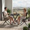 3 Piece Rattan Bistro Dining Set Outdoor Garden Balcony Folding Table Chair
