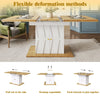 Extendable Dining Table, Telescopic Table 110-140cm with Storage Cabinet, White