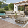 Modular Outdoor Sofa Set w/ Glass Table, Rope-Woven, Garden Patio Furniture Set