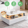 High Gloss LED Coffee Table With Storage 4 Drawers Modern Living Room Oxebnievwb