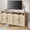 Set of 2 Modern Rattan Sideboard Cabinets – Buffet Storage with Shelves for Home