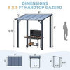 Aluminium Lean-To Gazebo, Wall-Mounted Hardtop Roof Pergola for Garden & Patio